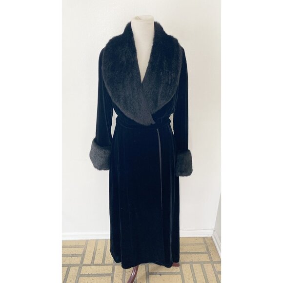 Victoria's Secret Duster Robe Faux Fur Black - Picture 1 of 9